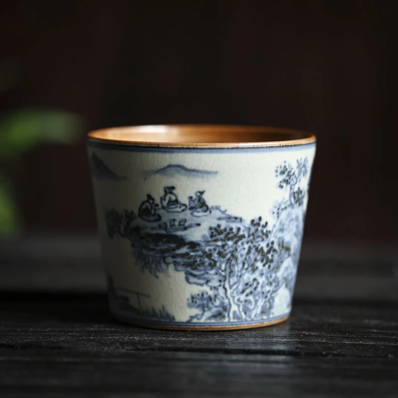 阿茶  山水-朴云堂-直筒建水-250CC（朴建水0020）