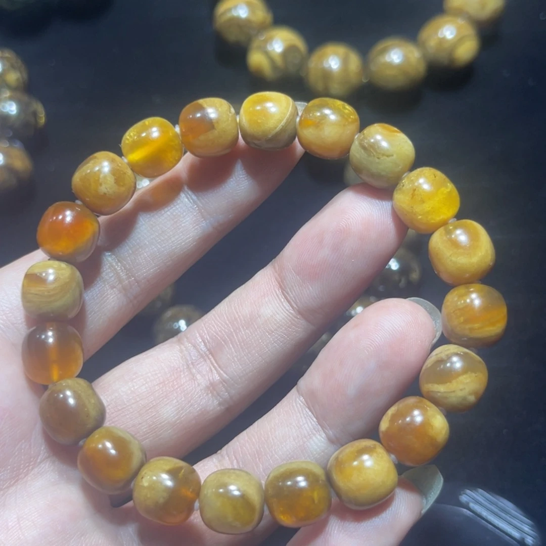 手链琥珀未镶嵌10规格金底蛋黄老形