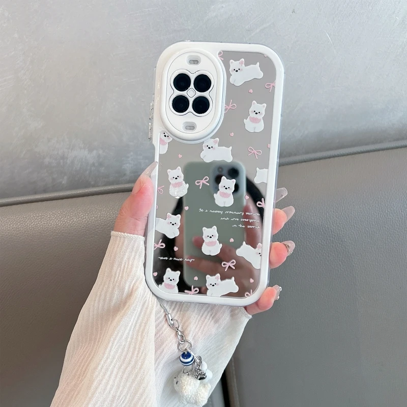 适用华为nova14手机壳新款镜面nova14pro爱心蝴蝶结小狗防摔ultra