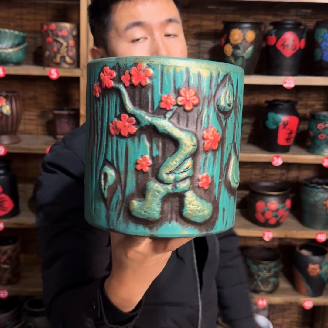 带孔高端浮雕花盆炸炸炸