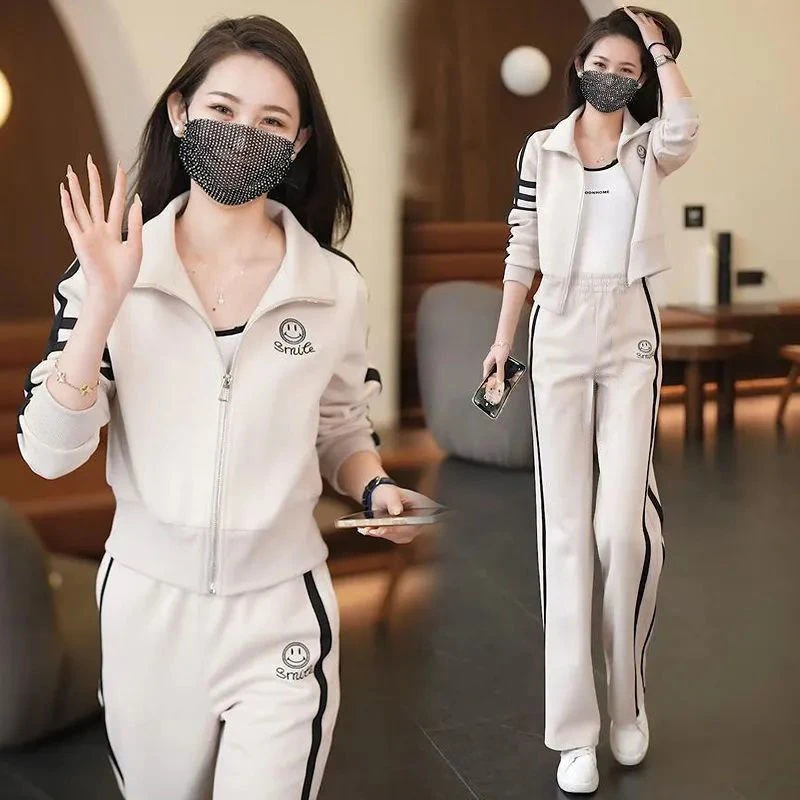 时尚百搭运动服套装2025春秋新款洋气韩版休闲服中年妈妈装两件套
