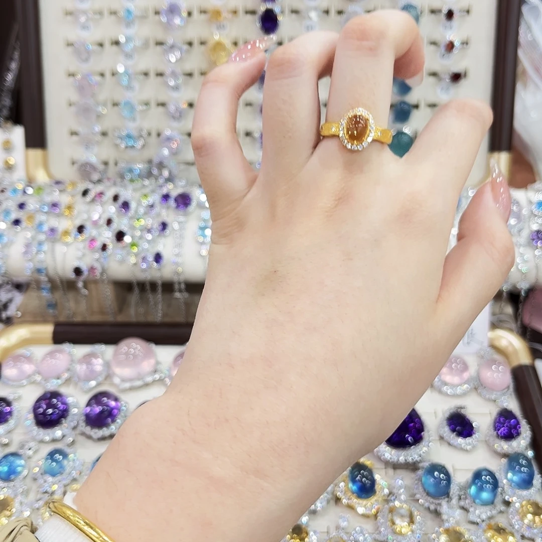 烟晶戒指银S925镶嵌