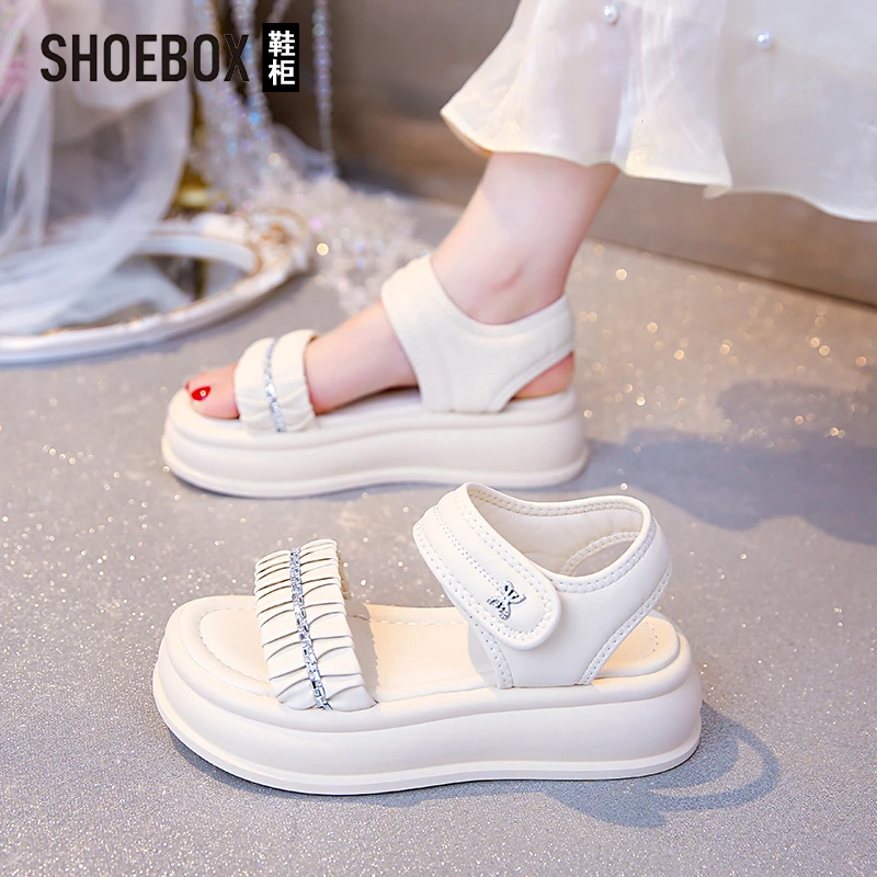 SHOEBOX鞋柜松糕厚底罗马凉鞋女2025新款夏季仙女风配裙子沙滩鞋