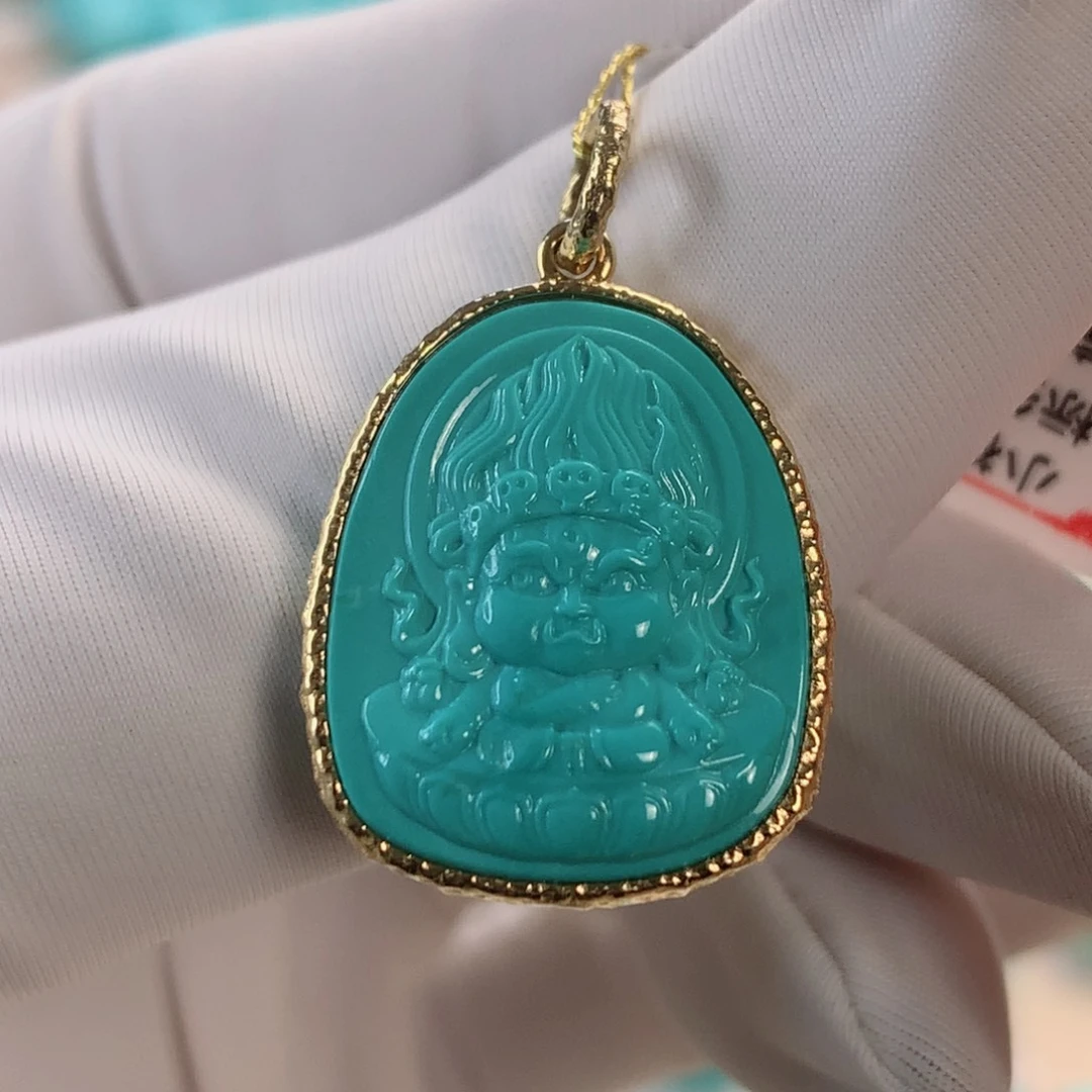 绿松石挂件18K金镶嵌