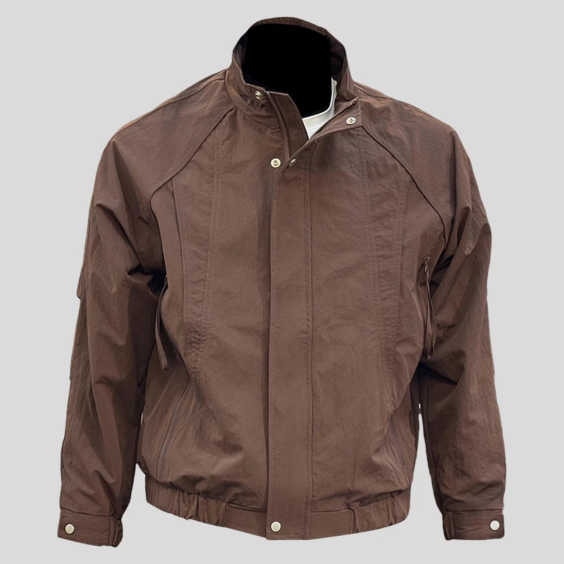 ohmmayby春秋季新款落肩立领夹克男户外潮流青年痞帅休闲上衣外套