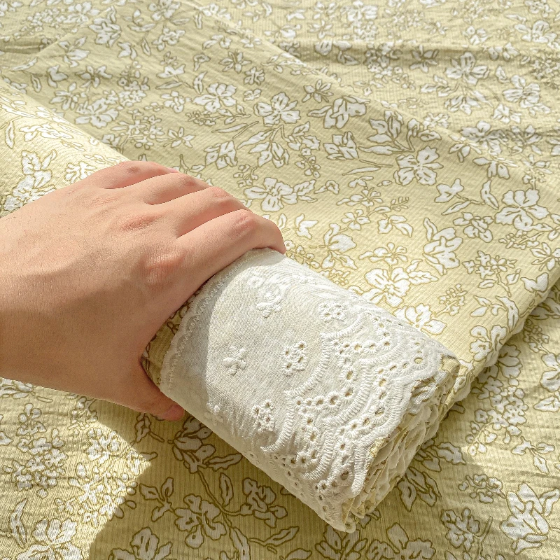 新款双层纱花边床笠A类床罩全包围床垫保护套单双人学生宿舍印花