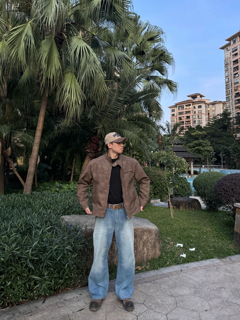 美式复古水洗阔腿牛仔裤男潮流百搭宽松直筒裤长裤