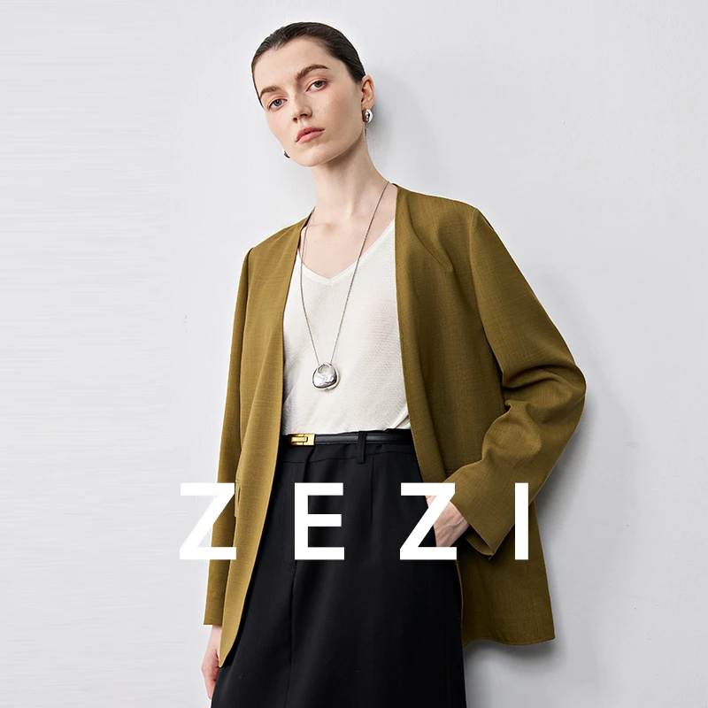 ZEZI【落英西装】意大利进口Marzotto西装初剪羊毛西装无领极简外套