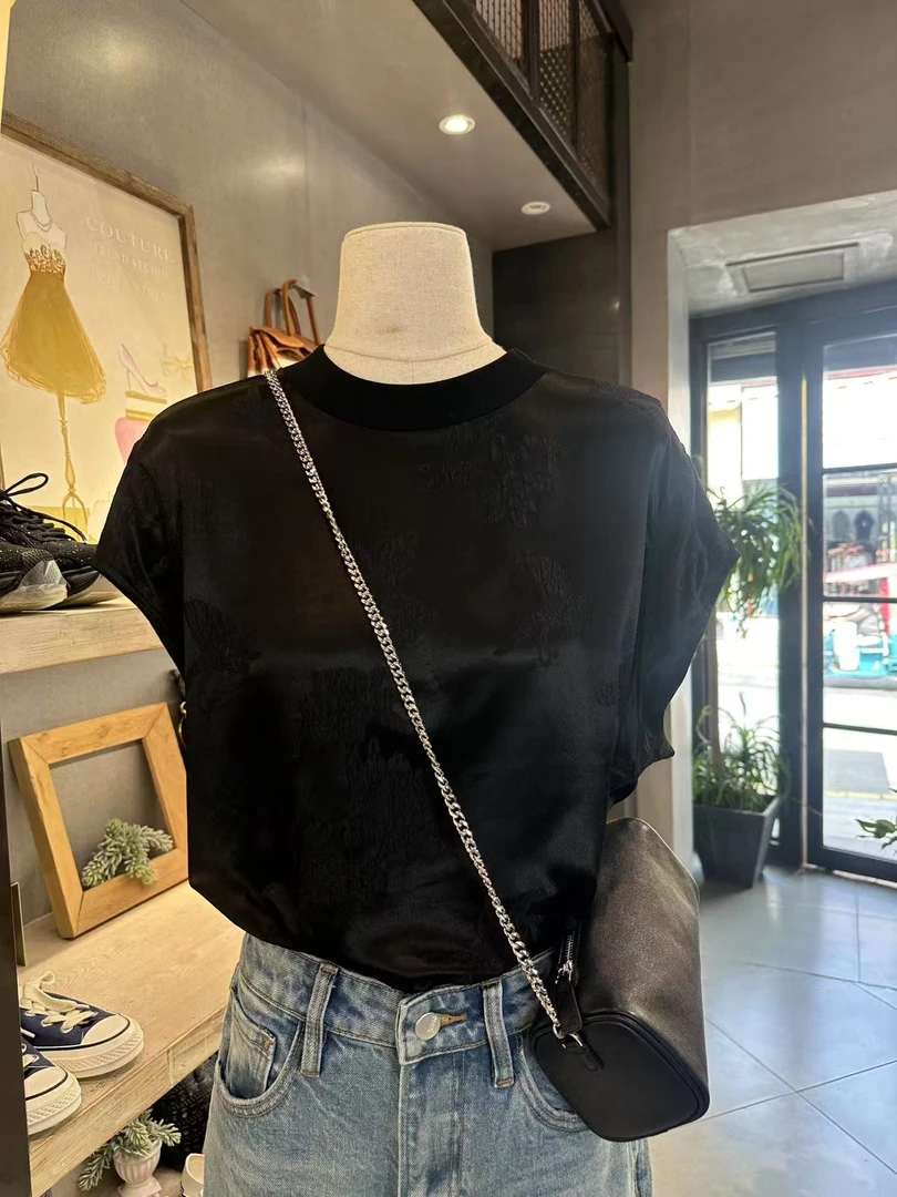 2025宇姐精选4422提花宽松新中式圆领复古上衣