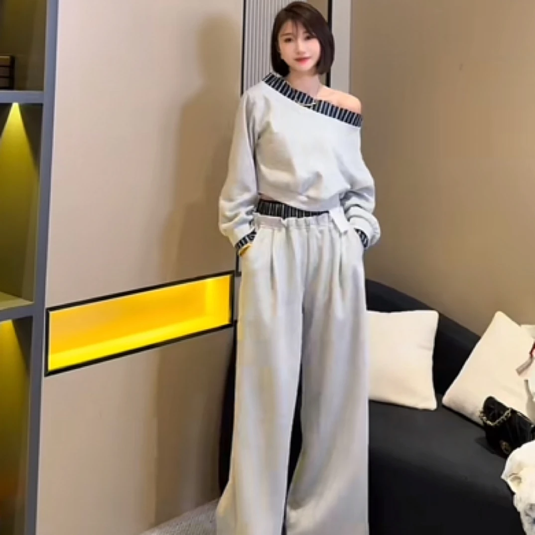 高级感露肩时尚套装8228