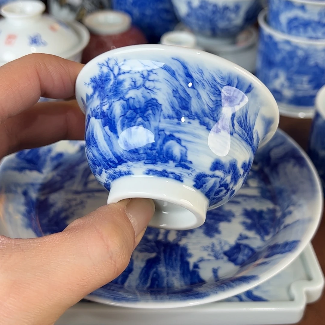 小***红瓷片景德镇全手工手绘陶瓷