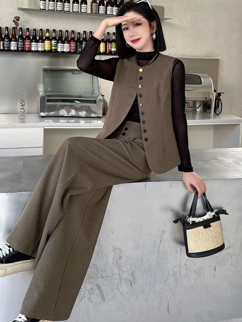 马甲密排扣2025新款西装马甲套装