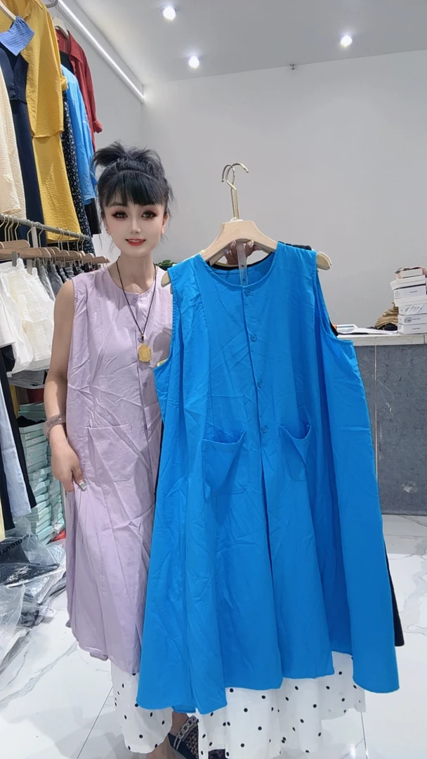 韩系慵懒风气质无袖背心裙