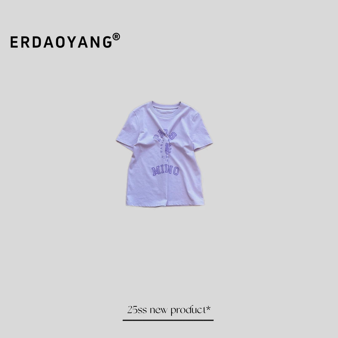 ERDAOYANG "高光派对" 早春百搭字母图案圆领短袖DX1011