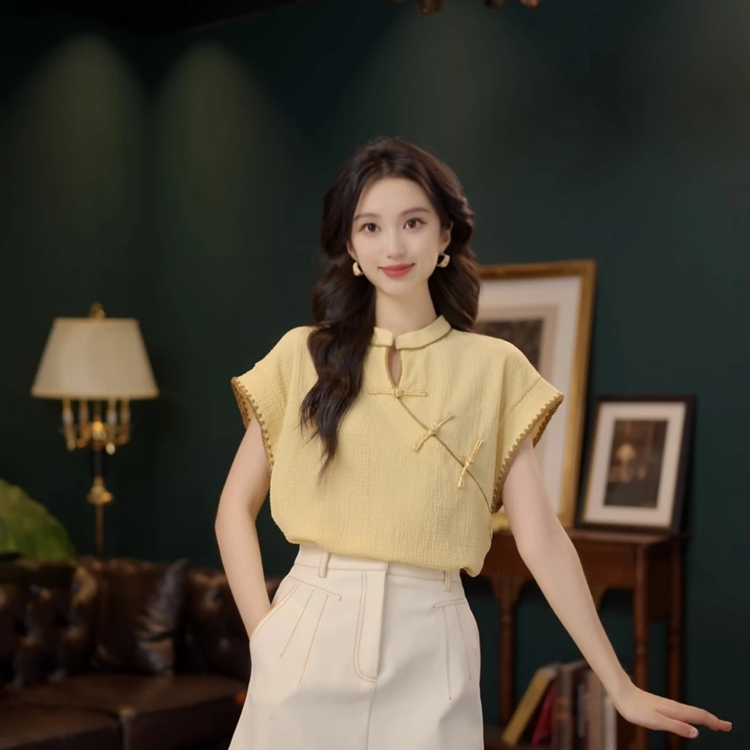 琦琦【柠檬乳酪】甜美休闲百搭小众短袖女夏季上衣YS1113383