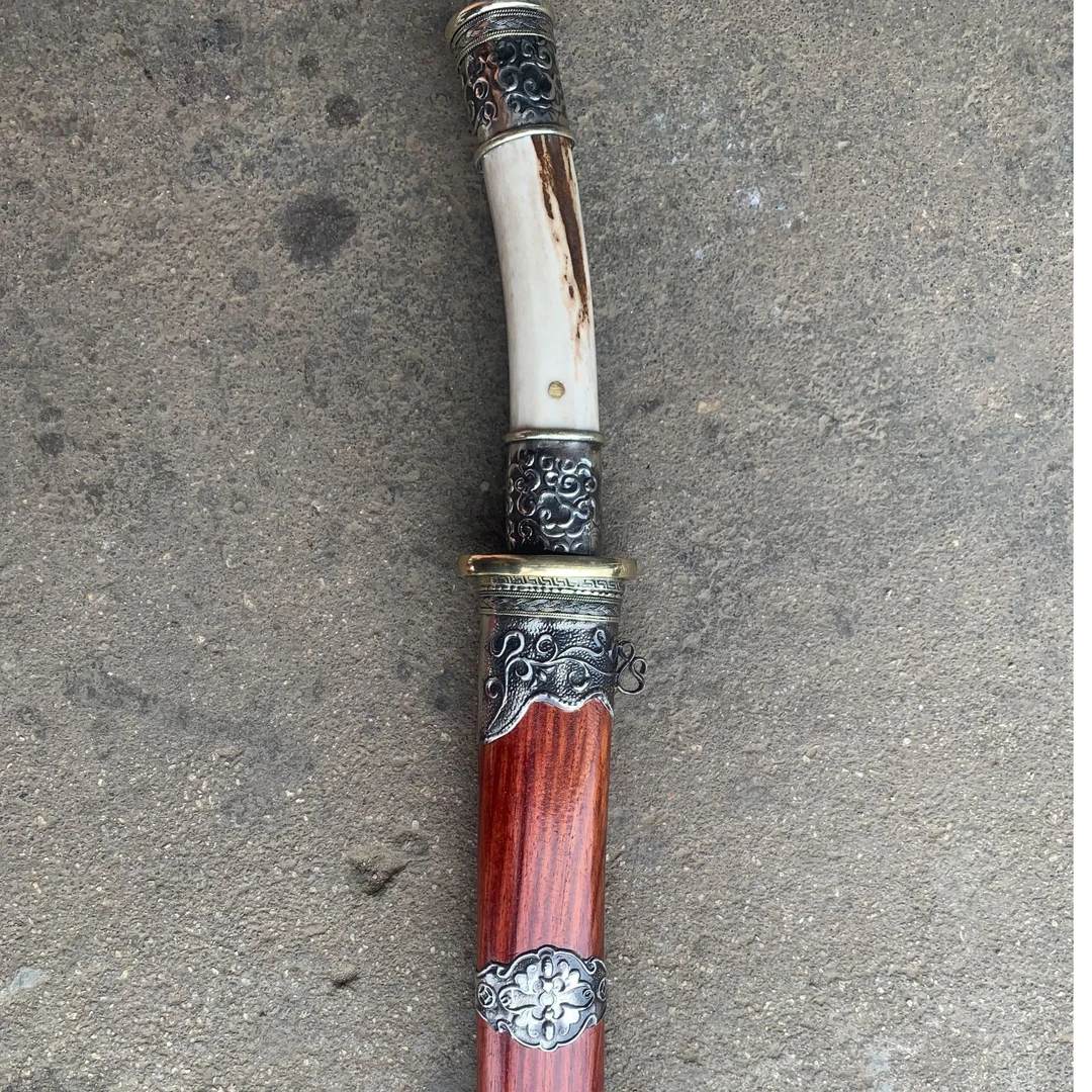 手工锻打花纹钢小苗刀传统秀春刀未开刃收藏佳品