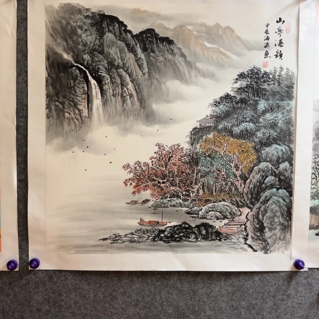 国画国画作品李海涛山水花鸟精品手绘