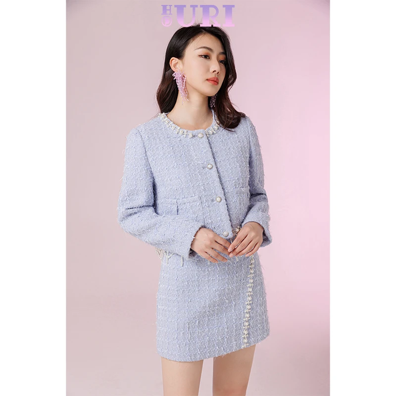 HOURI/海蕾琳千金小香风重工钉珠短外套气质长袖上衣女