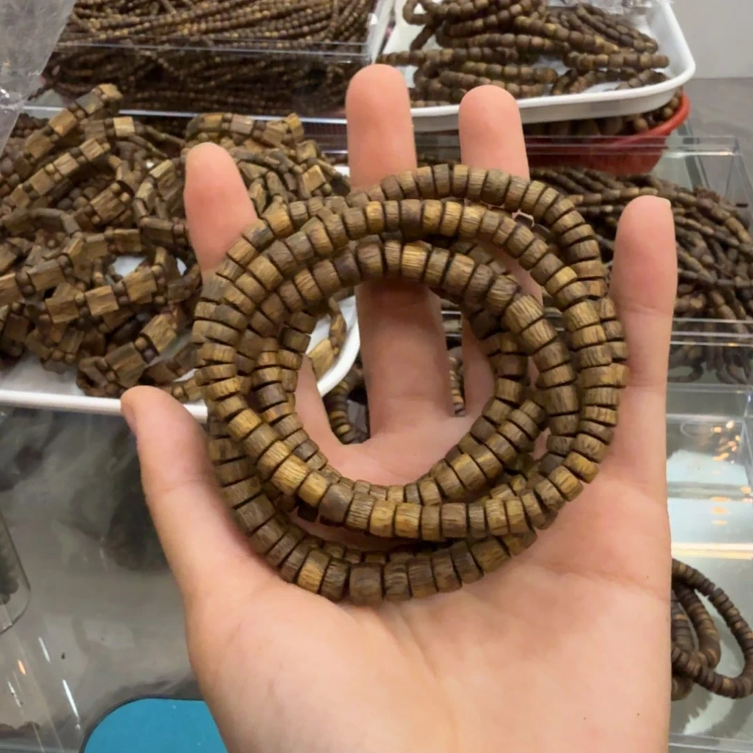 沉香碎屑沉香单圈算盘珠 多样性发一