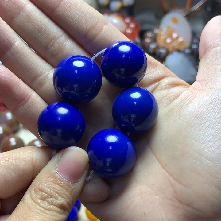 玛瑙/玉髓手串未镶嵌东**花满实肉 宝石蓝