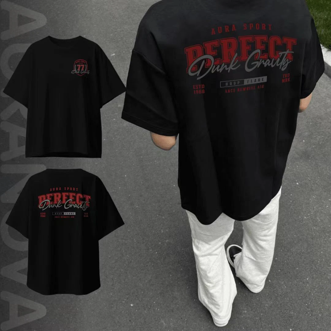 【重磅纯棉】夏季美式复古男短袖高街字母校园潮牌宽松圆领运动T恤