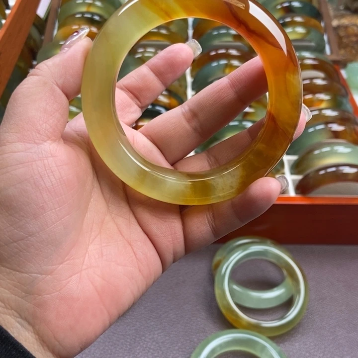 青***轩蛇纹石玉银S925镶嵌手镯