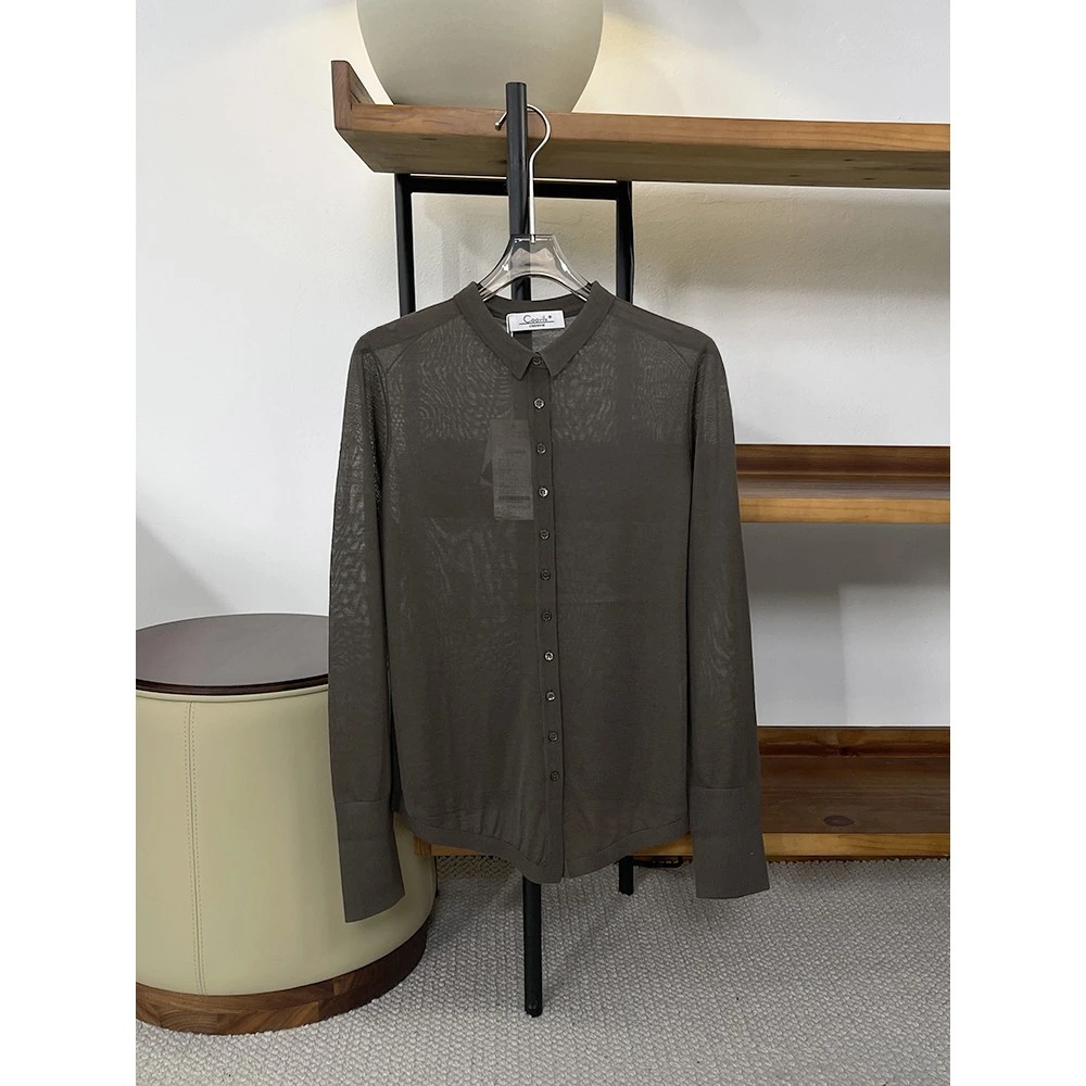 春夏新品  精纺140S加密纯羊毛针织衬衫女 可当开衫