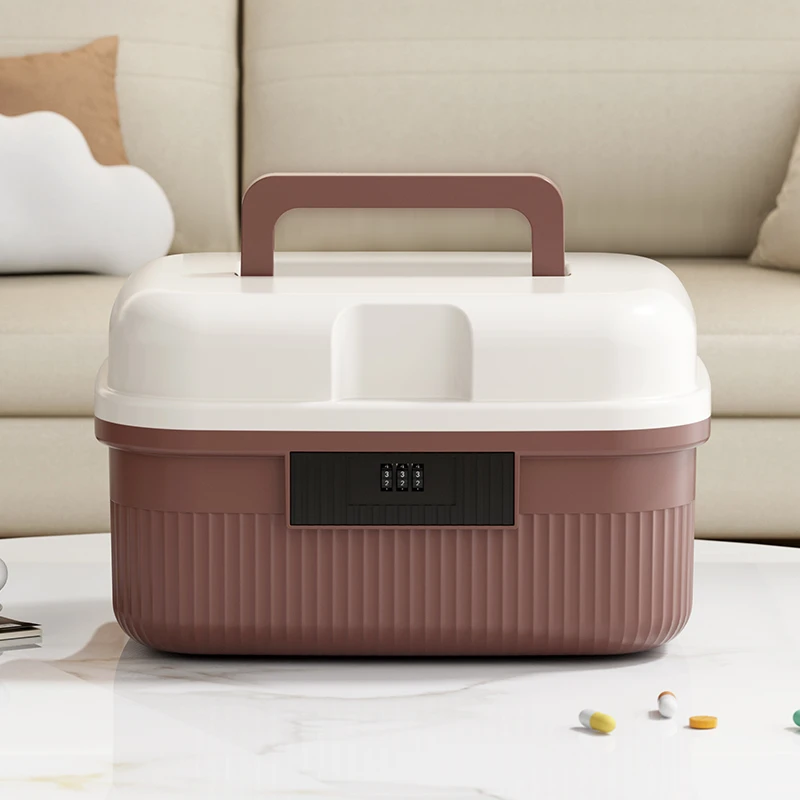 证件收纳盒大容量密码收纳箱贵重物品保管箱文件储物盒上锁密码箱