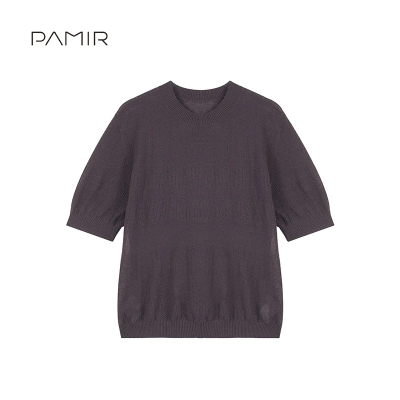 [楊楊专属]PAMIR春夏新款女圆领亚麻五分针织衫 PZ587