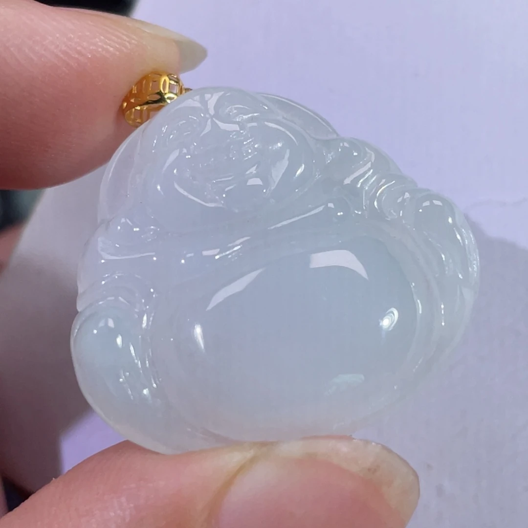 翡翠18K金镶嵌颈饰佛公