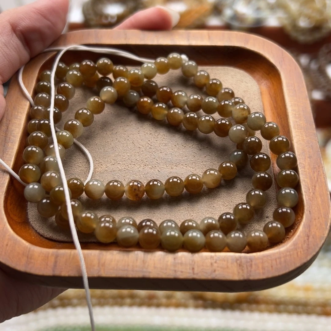 毛衣链未镶嵌和田玉珠串6mm