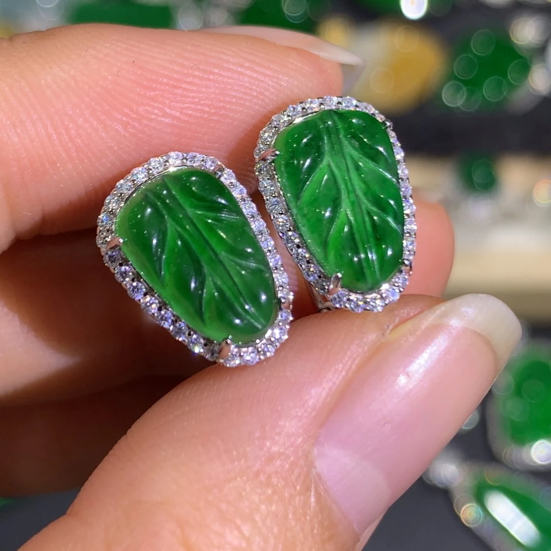 翡翠耳饰银S925镶嵌7、