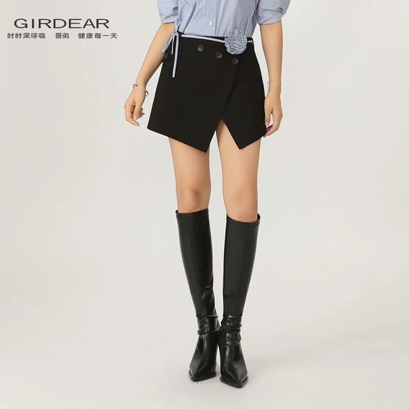 GIRDEAR/哥弟时尚百搭简约休闲通勤低腰潮搭造型小短裙120046