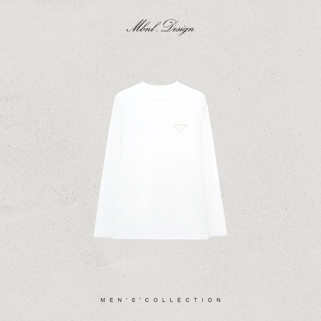 MBNL-F「隐绣Tee」南海云男装100棉小三角微刺绣圆领长袖LL-WSY1166