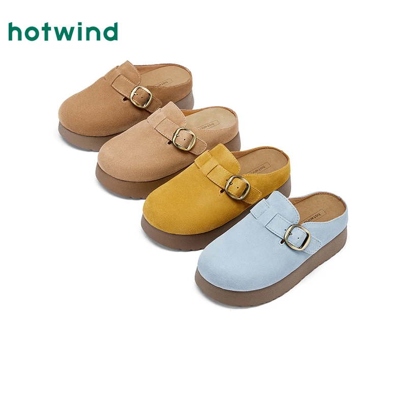 【跟高6cm】热风2025年秋季厚底勃肯拖鞋复古单鞋包头拖鞋H15W25103