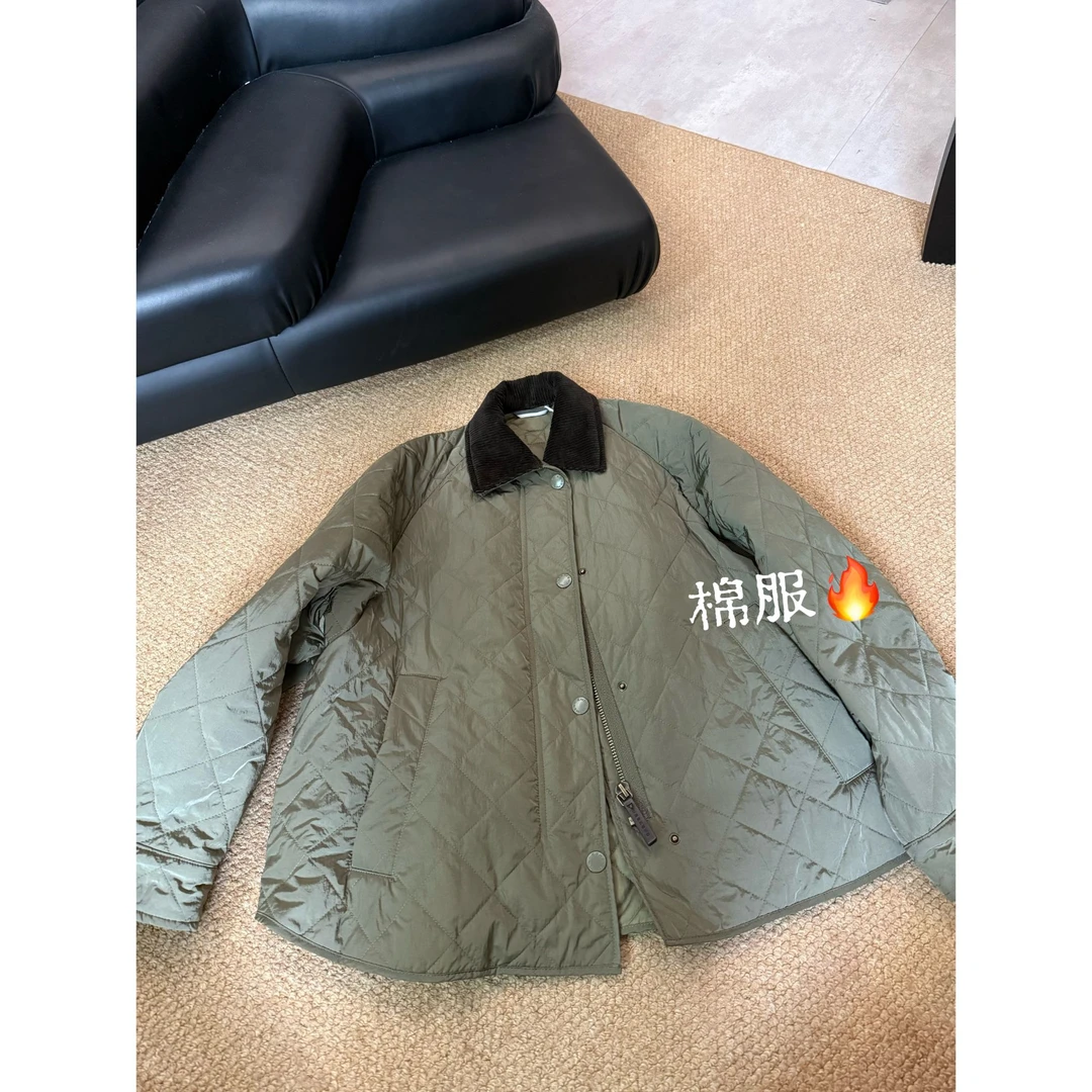 2025秋款新品【设计师款  灯芯绒领菱格棉服宽松外套】