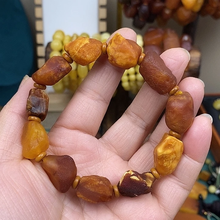 蜜蜡未镶嵌裸石手串