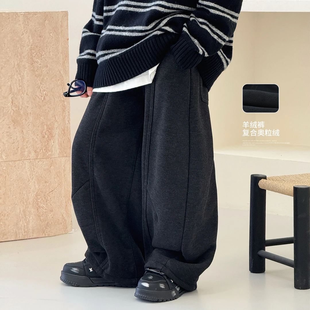 爆款【黑标】男童加绒裤子冬装男孩保暖时尚长裤儿童运动裤厚D25903