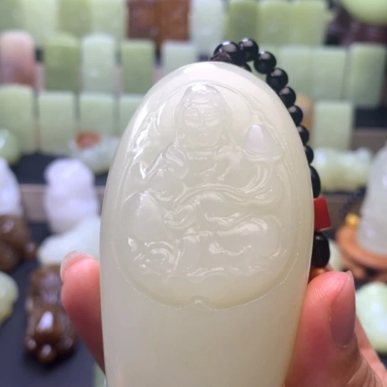 石材方解石手把件