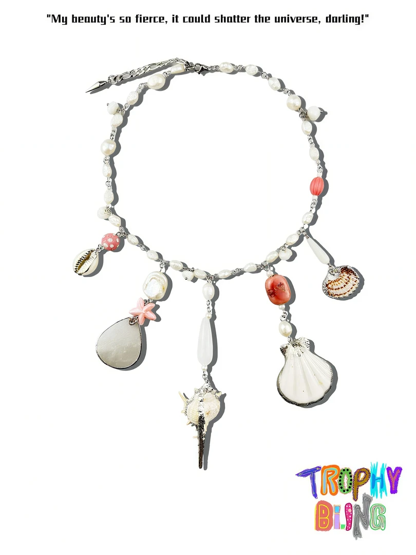 钛钢仿珍珠项链 TROPHY BLING丨天然珍珠贝壳风铃项链