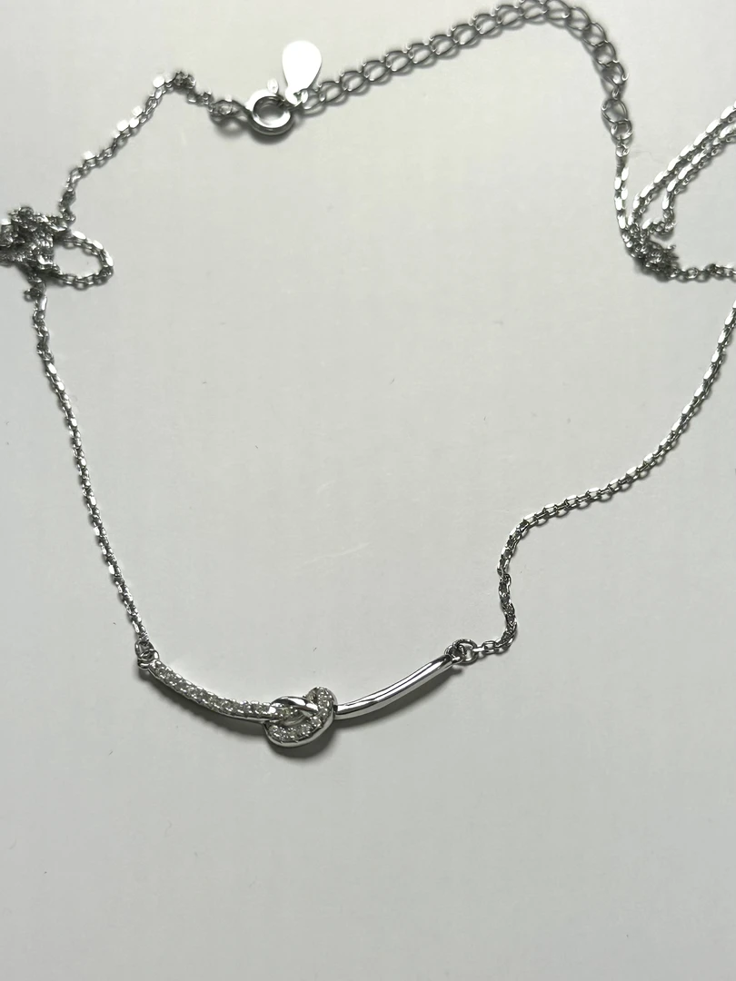 坠链均足银 微笑打结999纯银项链