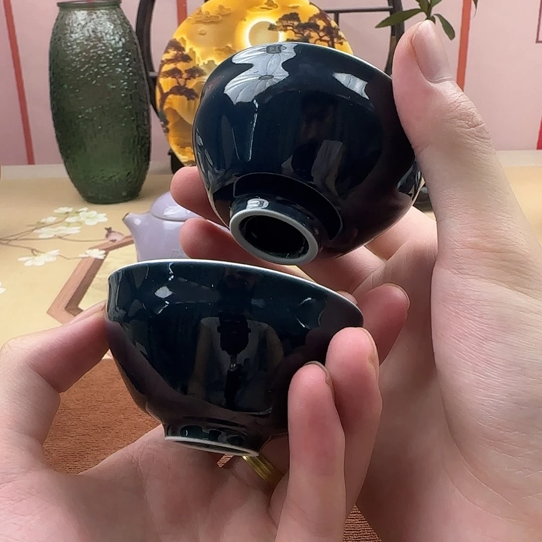 宝石蓝茶杯两只装