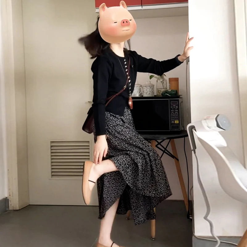 【现货+运补】早秋休闲减龄穿搭盐系轻熟韩风chic两件套装裙女5362