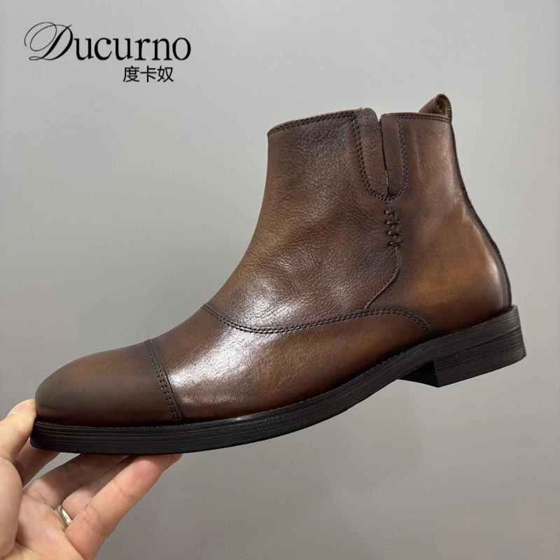 2025德比马丁靴男高帮鞋英伦男士冬季皮靴头层牛皮工装切尔西靴