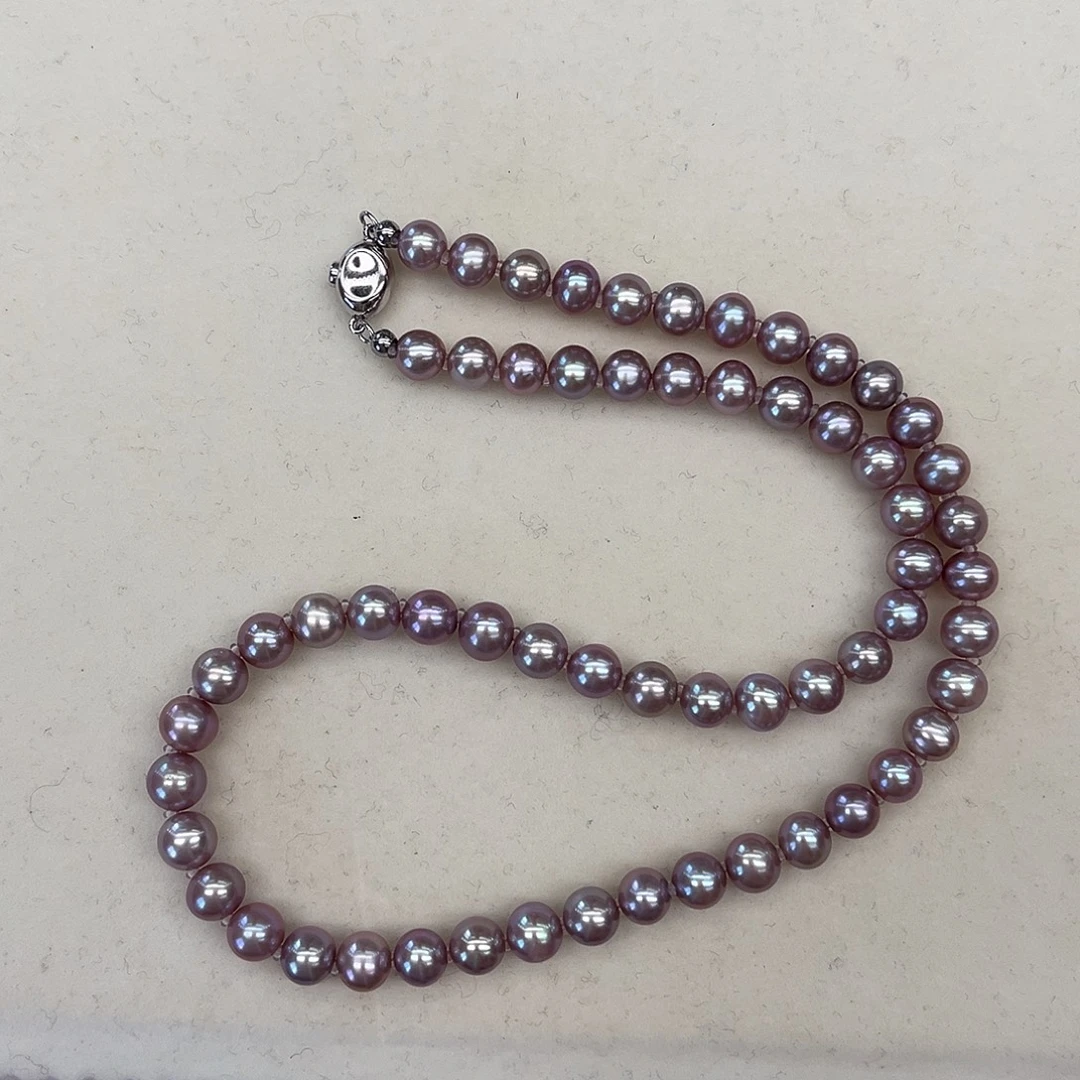 未镶嵌淡水珍珠颈饰7-8无核紫珠