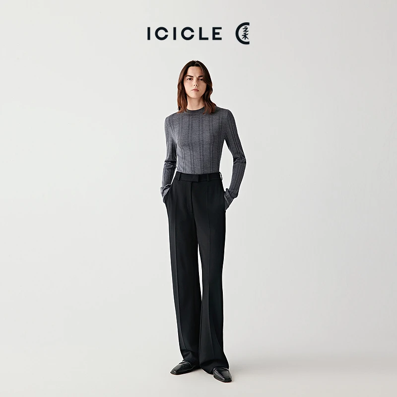 【12.28】ICICLE之禾26春新品羊毛罗马布直筒裤1638