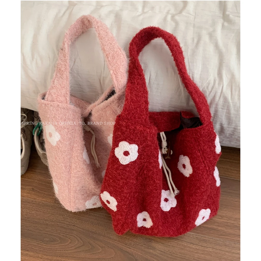 韩系毛绒包包女款爆款2025新款秋冬百搭单肩包大容量通勤托特包