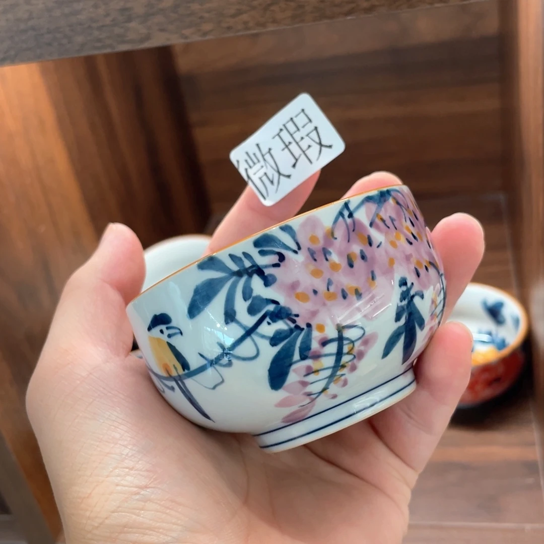 釉下手绘茶具微瑕