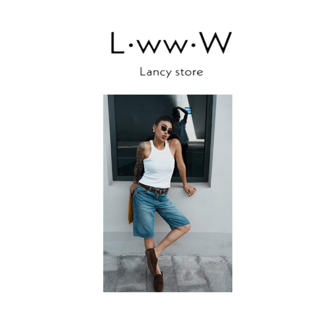 【湛蓝五分】100%棉中腰无弹软牛仔松弛五分裤