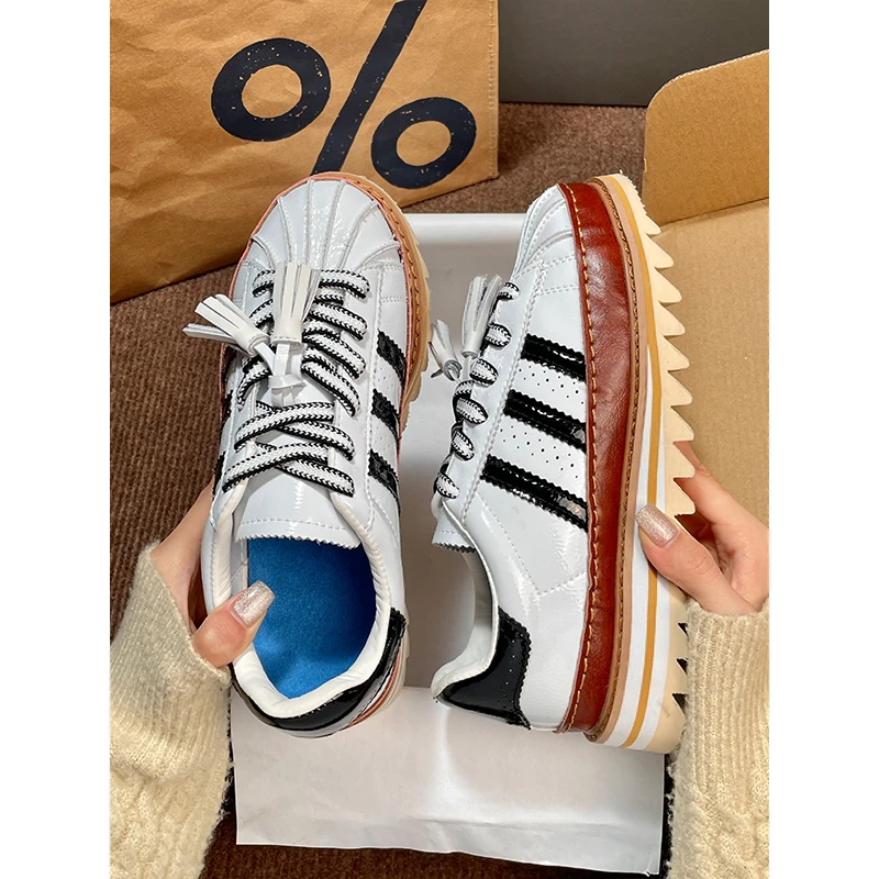 陈冠希同款联名贝壳头三杠鞋子女款夏季厚底百搭休闲德训板鞋男鞋